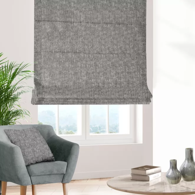 Roleta rzymska CANDY grafitowa z tkaniny z strukturalnym spolotem