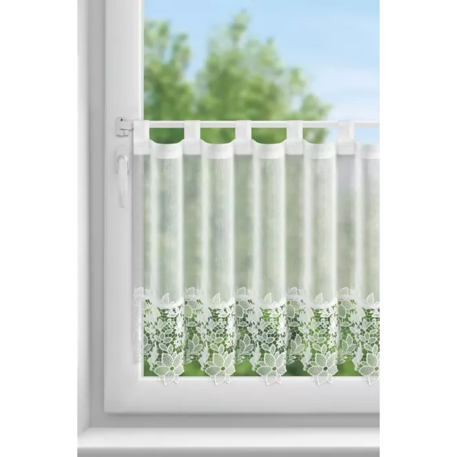 Zazdrostka biała zdobiona subtelną aplikacją 70x150 cm szelki - ARTEMIDA Eurofirany