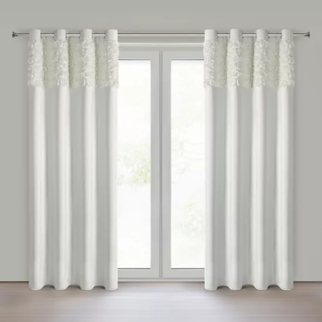 Zasłona kremowa z welwetu zdobiona aplikacją 3D róż 140x250 cm przelotka - ROSES Eva Minge Eurofirany