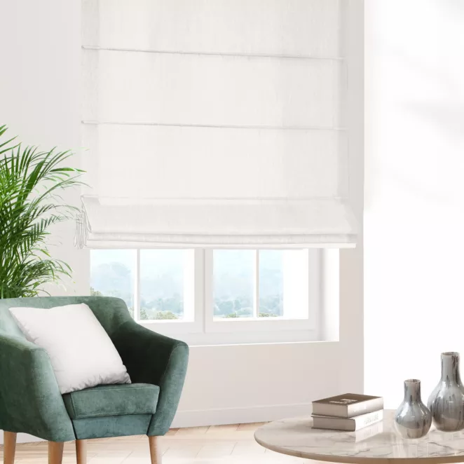 Roleta rzymska naturalna z tkaniny o szenilowej strukturze