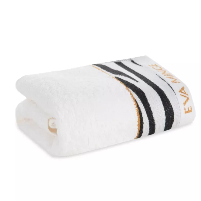 Ręcznik do rąk 30x50 cm bawełniany kolor kremowy,czarny z designerską bordiurą 500 g/m2 EVA 22 Eva Minge Eurofirany