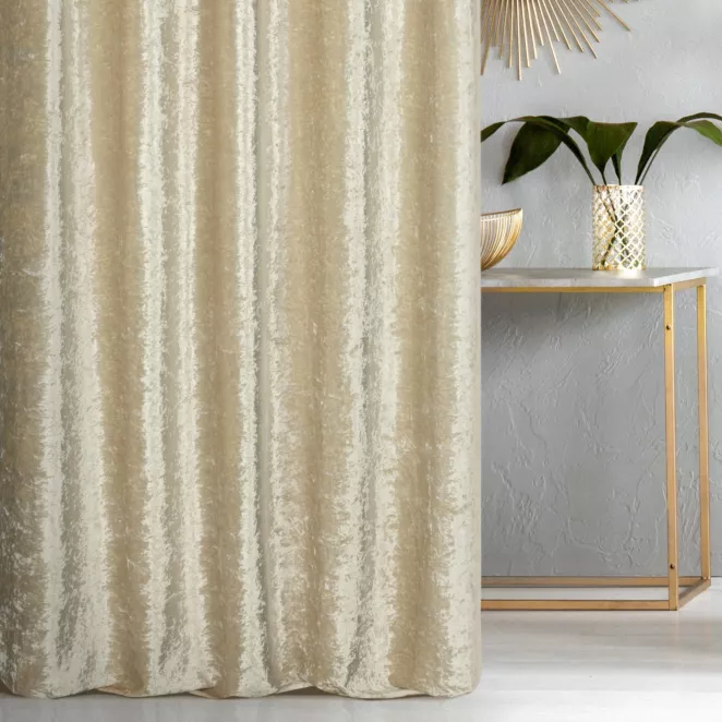 Tkanina zasłonowa z błyszczącego welwetu i efektem kreszowania Eurofirany