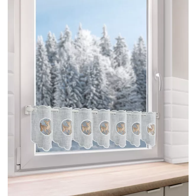 Tkanina firanowa zazdrostka z świątecznym haftem Eurofirany