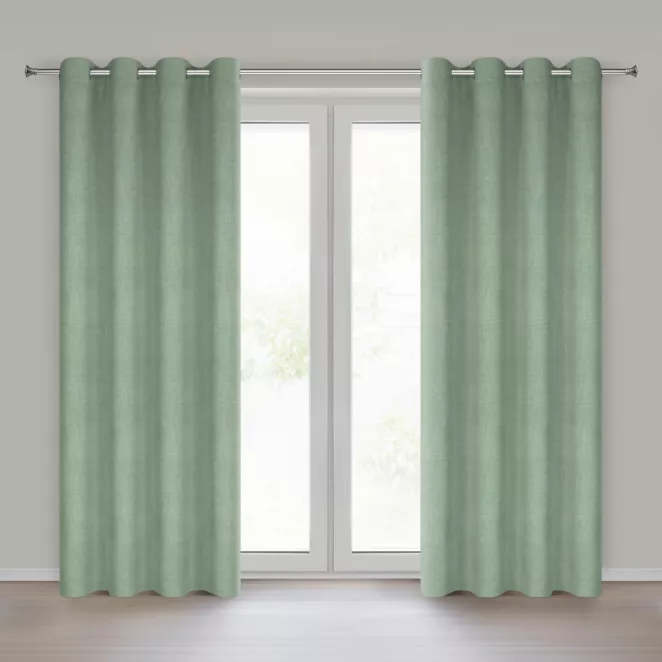 Zasłona zielona o naturalnym splocie 140x250 cm przelotka - LINDA Eurofirany