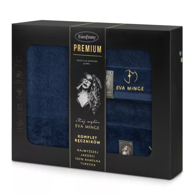 Zestaw ręczników bawełnianych 3 szt kolor granatowy 550 g/m2 GAJA Eva Minge Eurofirany