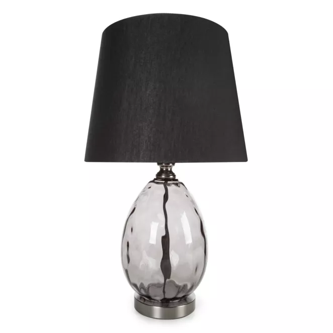 Lampa stołowa nocna czarna MAYA z podstawą z dymionego szkła Eurofirany