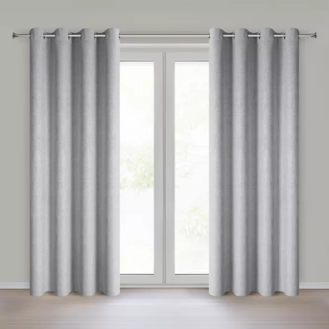 Zasłona stalowa o naturalnym melanżowym splocie 140x250 cm przelotka - LINDA  Eurofirany