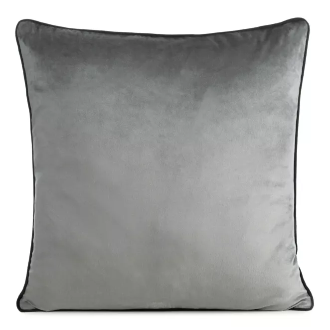 Poszewka na poduszkę 60x60 cm welwetowa o delikatnym połysku z ozdobną lamówką stalowa GAJA 2 Eurofirany