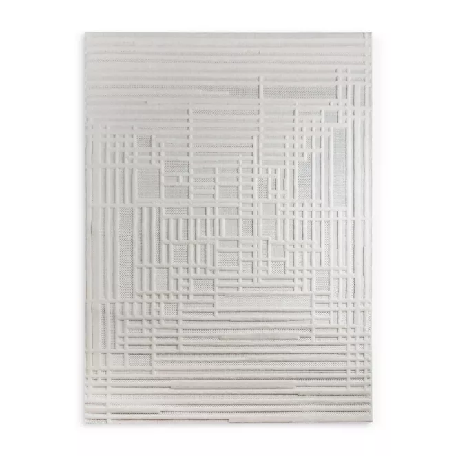 Dywan 120x170 cm kremowo, beżowy strukturalny, wytłaczany z nowoczesnym wzorem geometrycznych linii VENUS 2 Eurofirany