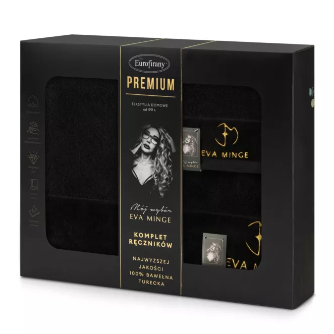 Zestaw ręczników bawełnianych 3 szt kolor czarny 550 g/m2 GAJA Eva Minge Eurofirany