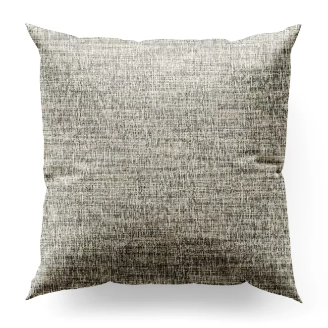 Poszewka na wymiar szarobeżowa z tkaniny w stylu eko o naturalnym splocie, z efektem melanżu, wykończona obciążnikiem