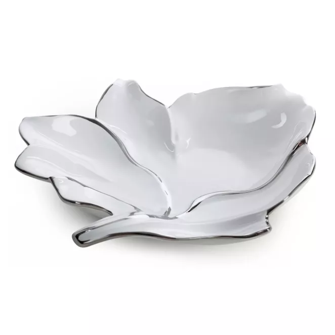 Patera dekoracyjna z glinki ceramicznej w kształcie liścia  NERIS 01 Eurofirany
