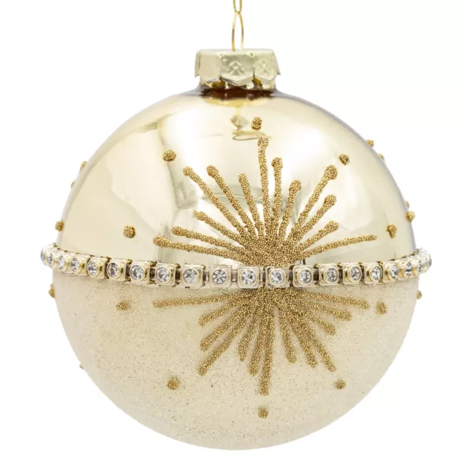 Klasyczna bombka choinkowa ręcznie zdobiona z dodatkiem kryształków Eurofirany