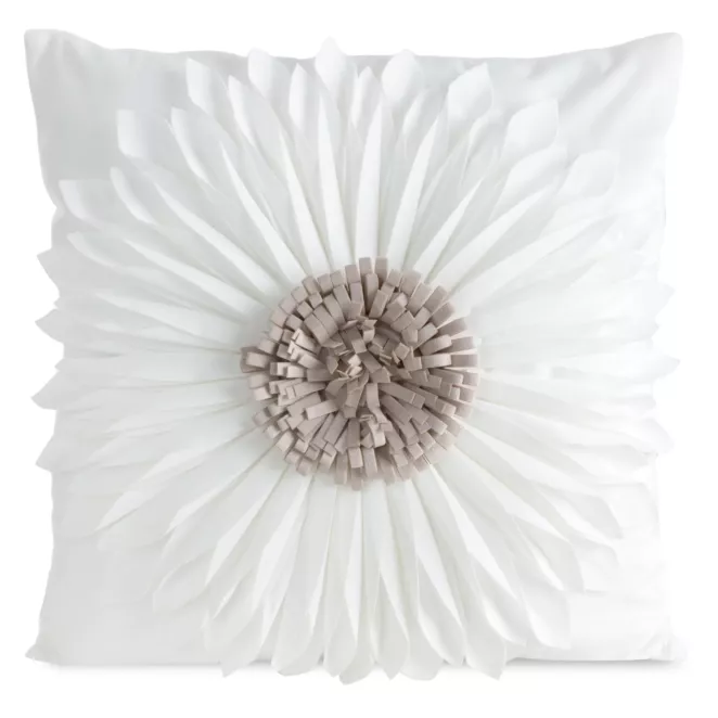 Poszewka na poduszkę 45 x 45 cm z welwetu kolor kremowo, beżowy zdobiona kwiatem 3D FLORES 3 Eurofirany