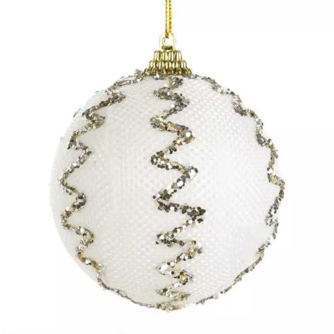 Dekoracyjna bombka choinkowa zdobiona drobnymi kryształkami Eurofirany