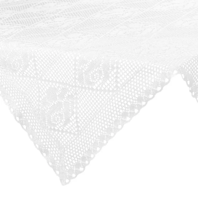 Bieżnik na stół 85x85 cm biały ażurowy ROSALY w stylu boho Eurofirany