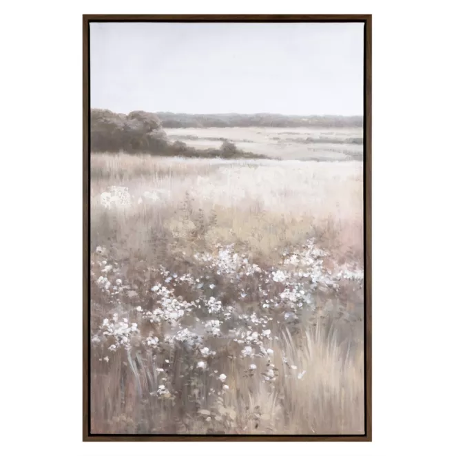 Obraz beżowo, biały nadruk na płótnie pejzaż 60x90 cm Eurofirany