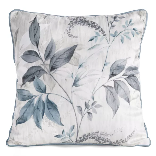 Poszewka na poduszkę 45x45 cm z welwetu naturalno, zielona z motywem kwiatów - NICOLA Eurofirany