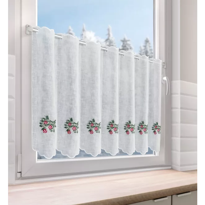 Tkanina firanowa zazdrostka z świątecznym haftem Eurofirany