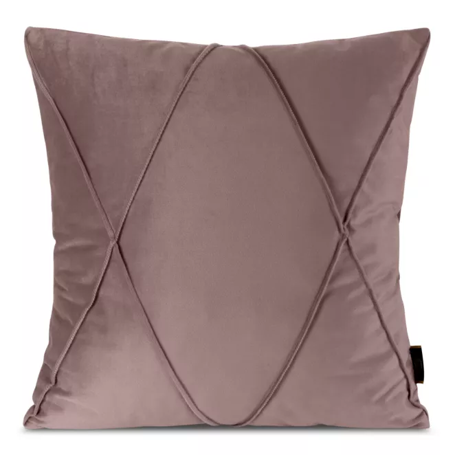 Poszewka na poduszkę 45x45 cm welwetowa z ozdobnym geometrycznym przeszywanym wzorem pudrowo, różowa NALA 1 EUROFIRANY PREMIUM