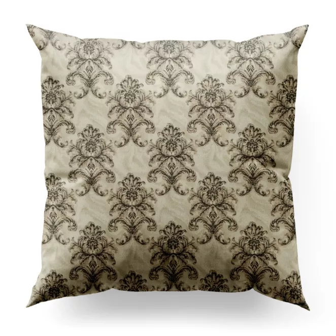 Poszewka szyta beżowo brązowa z ekskluzywnej tkaniny w drobny wzór ornamentowy Pierre Cardin