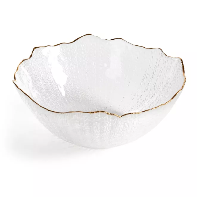 Misa szklana biało, złota o ozdobnym tłoczonym wzorze 25x11 cm DAISY Eurofirany