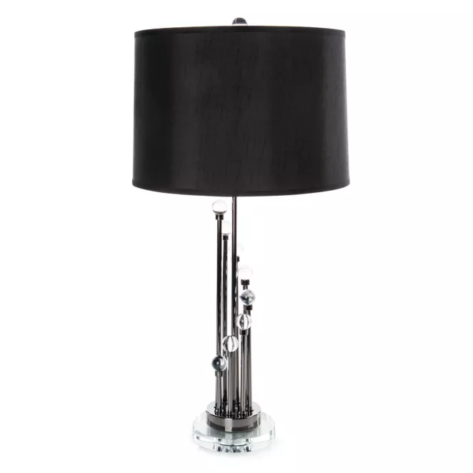 Lampa stołowa do pokoju czarna ISLA zdobiona kryształkami Eurofirany
