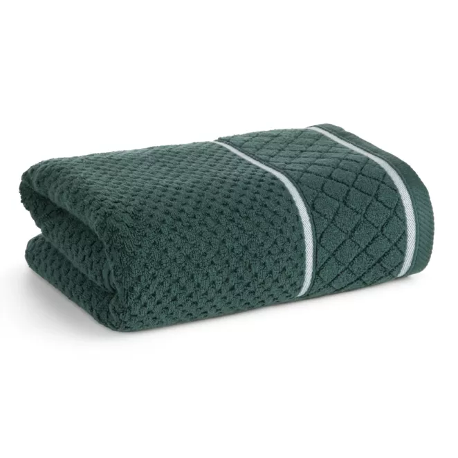 Ręcznik do rąk 30x50 cm bawełniany kolor ciemnozielony o strukturze krateczki z ozdobną bordiurą 500 g/m2 FAVORI Eurofirany