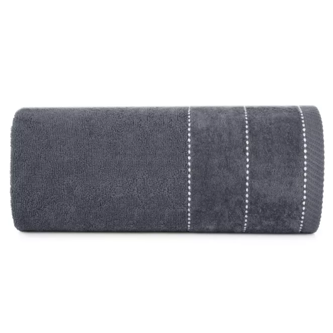 Ręcznik bawełniany ELIZA z welurową bordiurą i kontrastującymi paseczkami Eurofirany