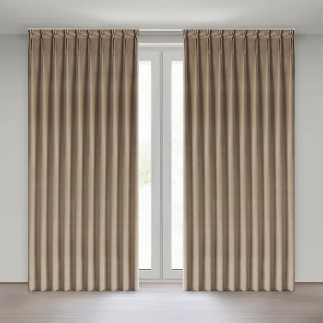 Zasłona ciemnobeżowa z welwetowej tkaniny 125x270 cm system flex - MELANIE Eurofirany