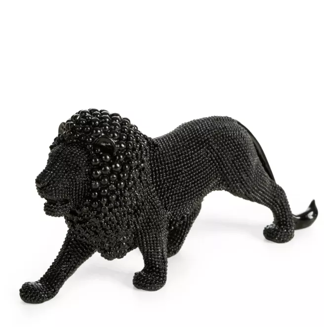 Figurka czarna w kształcie Lwa o drobnym strukturalnym wzorze 23x6x12 cm ELDO 3 Eurofirany
