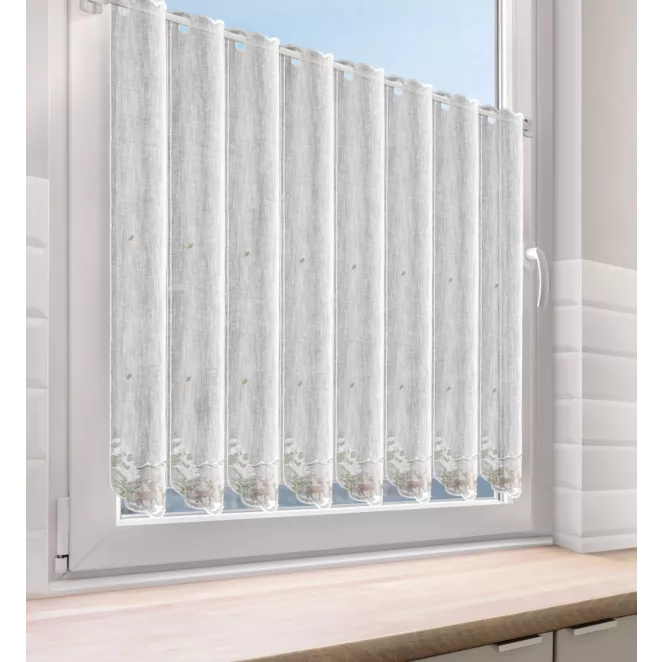 Tkanina firanowa zazdrostka zdobiona świątecznym zimowym haftem Eurofirany