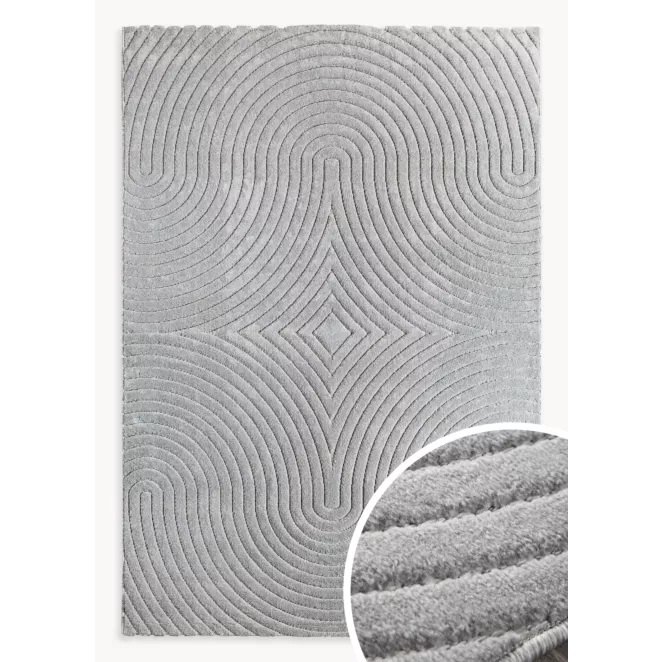 Dywan 80x150 cm stalowy z tłoczonym wzorem 3D VENUS BOHO 1 Eurofirany