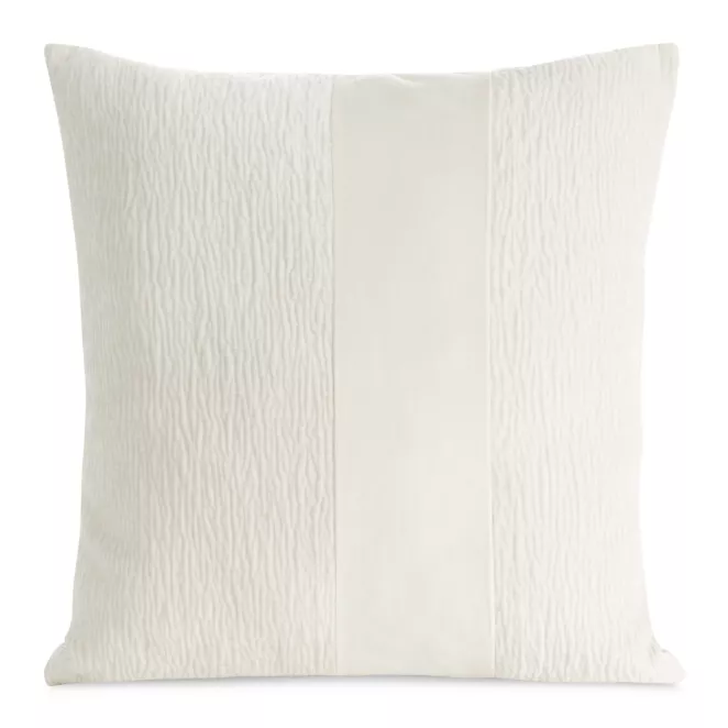 Poszewka na poduszkę 45x45 cm kremowa szenilowa zdobiona pionowym pasem z welwetu CARLA 05 Eurofirany