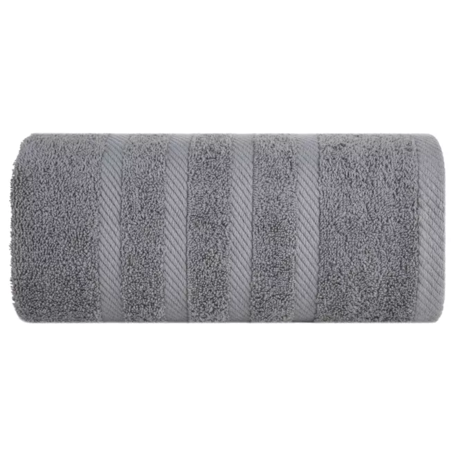 Ręcznik kąpielowy 100x150 cm bawełniany kolor stalowy z ozdobną bordiurą 500 g/m2 MILO Eurofirany