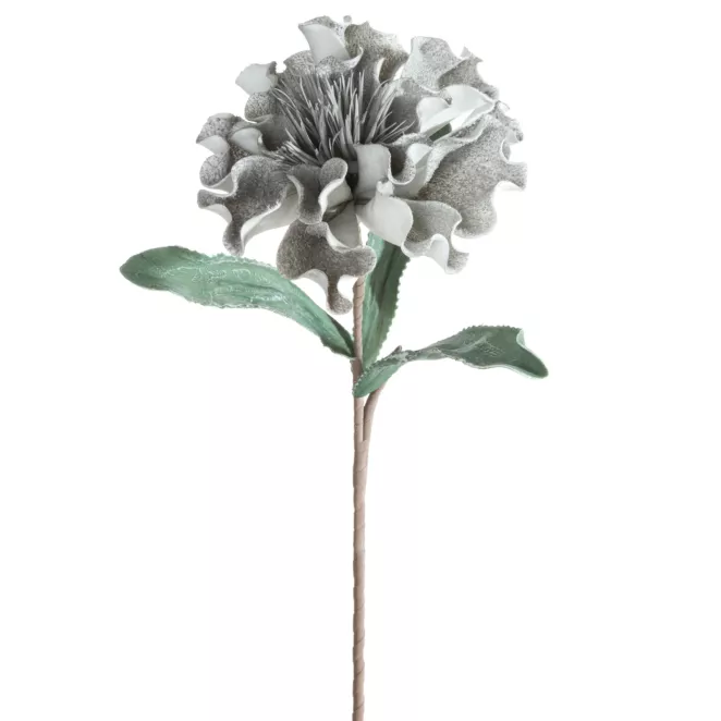 Kwiat sztuczny popielaty z plastycznej pianki foamiran 75 cm Eurofirany