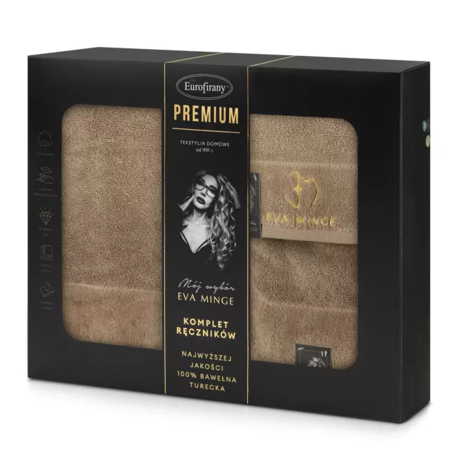 Zestaw ręczników bawełnianych 3 szt kolor beżowy 550 g/m2 GAJA Eva Minge Eurofirany