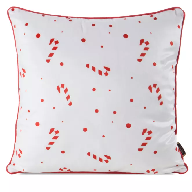 Poszewka na poduszkę świąteczna 45x45 cm  biało, czerwona  zdobiona uroczym nadrukiem i elegancką wypustką Eurofirany