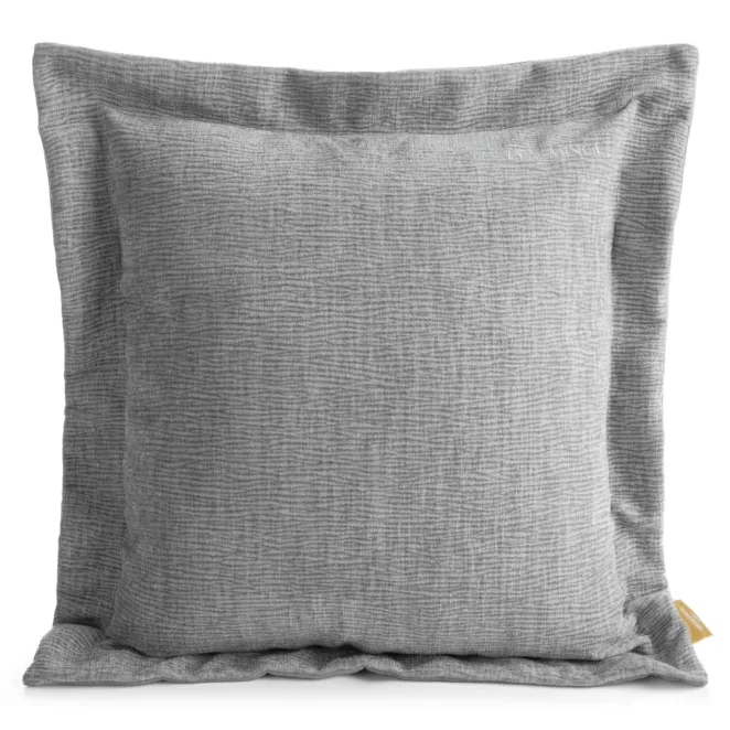 Poszewka na poduszkę  55x55 cm z szenilowej tkaniny srebrna o widocznym ozdobnym splocie Eva Minge Elegante Eurofirany