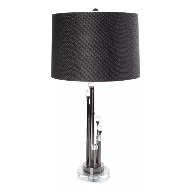 Lampa stołowa do pokoju czarna ISLA zdobiona kryształkami Eurofirany