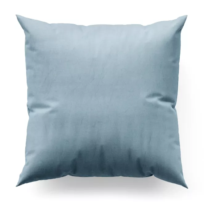 Poszewka szyta błękitna z miękkiej półmatowej tkaniny welwetowej