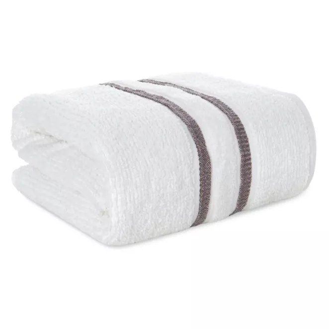 Ręcznik kąpielowy 70x140 cm bawełniany kolor biały w kontrastujące pasy 500 g/m2 DINA Eurofirany