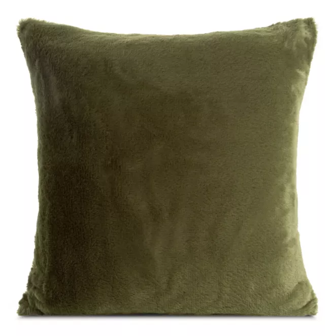 Poszewka na poduszkę 45x45 cm oliwkowa z miękkiej futrzanej tkaniny NINA Eurofirany