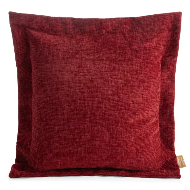 Poszewka na poduszkę  55x55 cm z szenilowej tkaniny bordowa o widocznym ozdobnym splocie Eva Minge Elegante Eurofirany