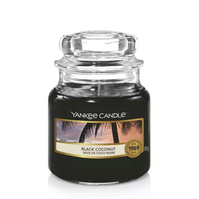 Mała świeca zapachowa w szklanym słoiku z pokrywką YANKEE CANDLE o zapachu  Black Coconut