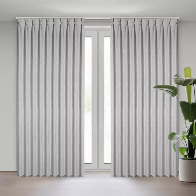 Zasłona srebrna o płóciennym splocie z efektem melanżu 125x270 cm system flex - JULA Eurofirany