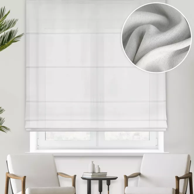 Roleta rzymska srebrna z grubszej żorżety wykończonej obciążnikiem