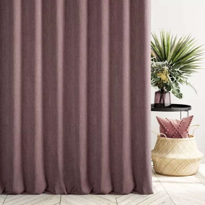 Zasłona szyta na taśmie fala fioletowa z tkaniny o naturalnym splocie z efektem melanżu
