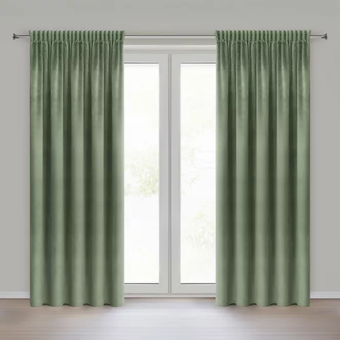 Zasłona oliwkowa z tkaniny welwetowej 135x300 cm taśma ROSA Design 91 Eurofirany