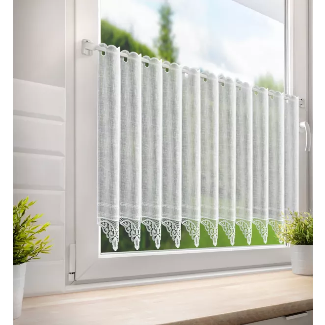 Tkanina firanowa zazdrostka z etaminy zdobiona ażurowym haftem Eurofirany